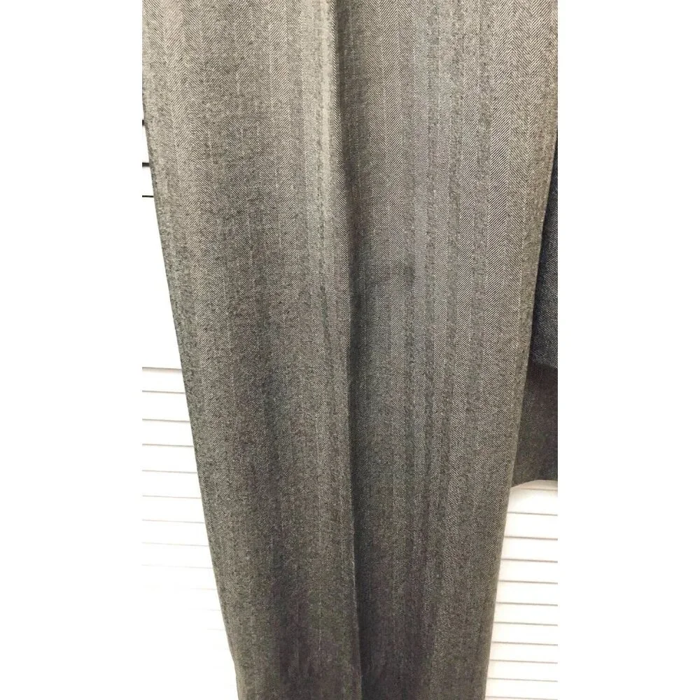Ralph Lauren Chaps 2 PC Suit Men 46T Wool Lt‎ Brown Herringbone Pleats 38 x 30.5